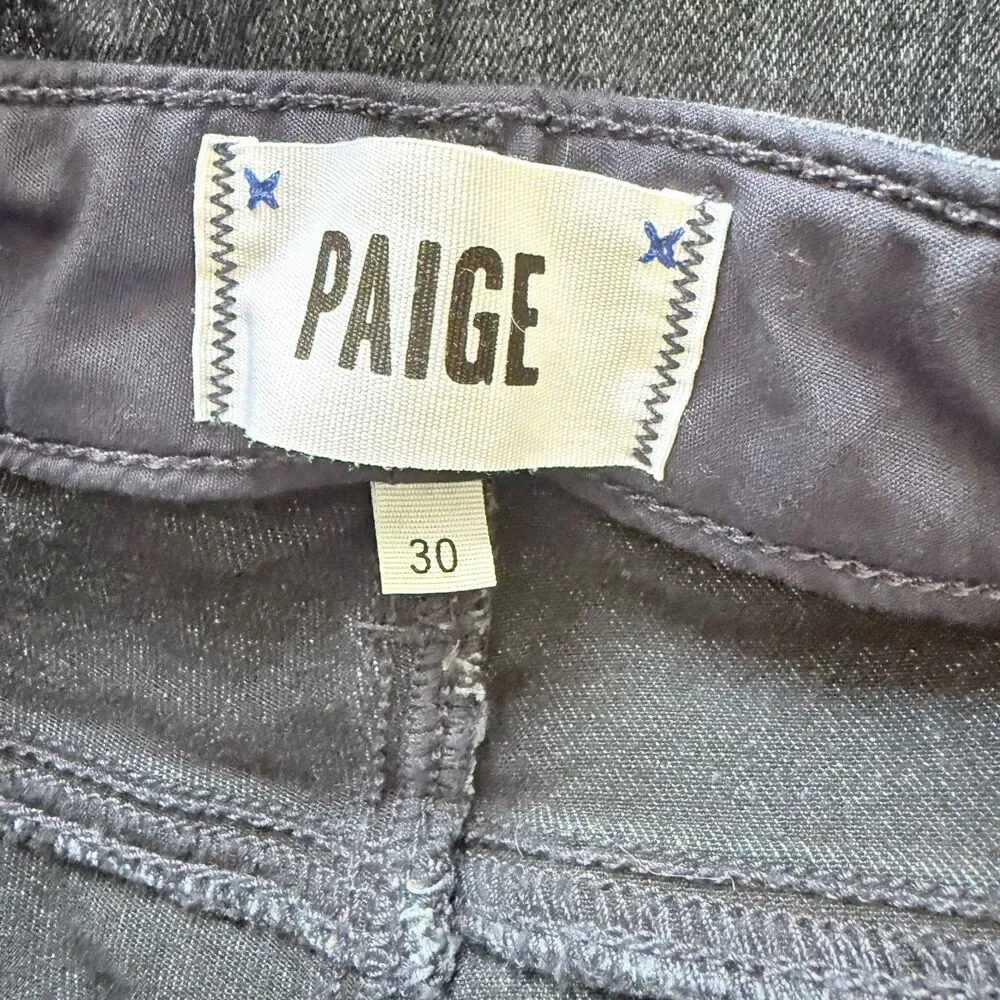 Paige Skyline Straight Midlake Dark Wash Slim Fit Zip Closure Everyday Jeans 30